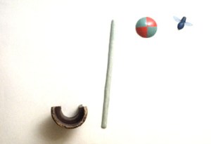 Ilya Kabakov, Pipe, Stick, Ball and Fly 1966, Ceramic relief, enamel and oil on plywood. Ludwig Forum für international Kunst