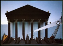 6. Gábor Bachman and László Rajk, decorations for the reburial of Imre Nagy and his associates, Műcsarnok Gallery, Budapest, 16 June 1989.